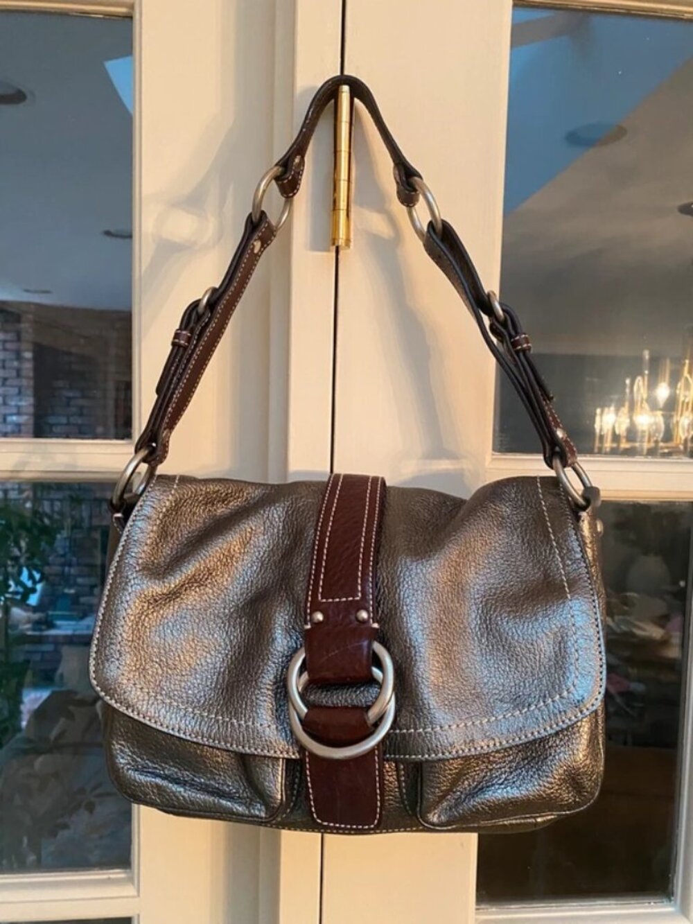 Vintage Coach Metallic Leather Chelsea Flap Bag